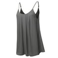thumbnail image 2 of A2Y Women's Relaxed Fit Wool Dobby Woven Double Layer Spaghetti Cami Pleated Top Ash Grey L, 2 of 6