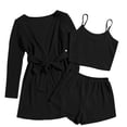 thumbnail image 5 of Kelon Ensembles de Pyjama pour Femmes Liquidation Pyjamas en Dentelle pour Femmes Ensemble de 3 Pcs Tenue d'Intérieur Pyjama avec Peignoirs Ensemble Robe de Chambre Courte Ensemble de Maison Courte Décontracté Ensemble de Combine, 5 of 5