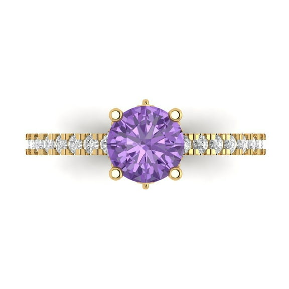 Clara Pucci 14K Yellow Gold 1.47ct Alexandrite Solitaire with Accents Ring