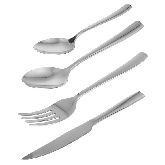 OUNONA Dinner Flatware Sets Silver Stainless Steel Dishwasher Safe Utensils for Kitchen