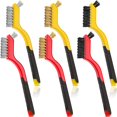 thumbnail image 1 of 6 Pieces Wire Brush Set Nylon Brass Stainless Steel Brushes for Cleaning with Curved Handle Grip, Small Wire Brushes for Rust Removing, Welding Slag, Solder, Scale with Deep Cleaning, 1 of 7