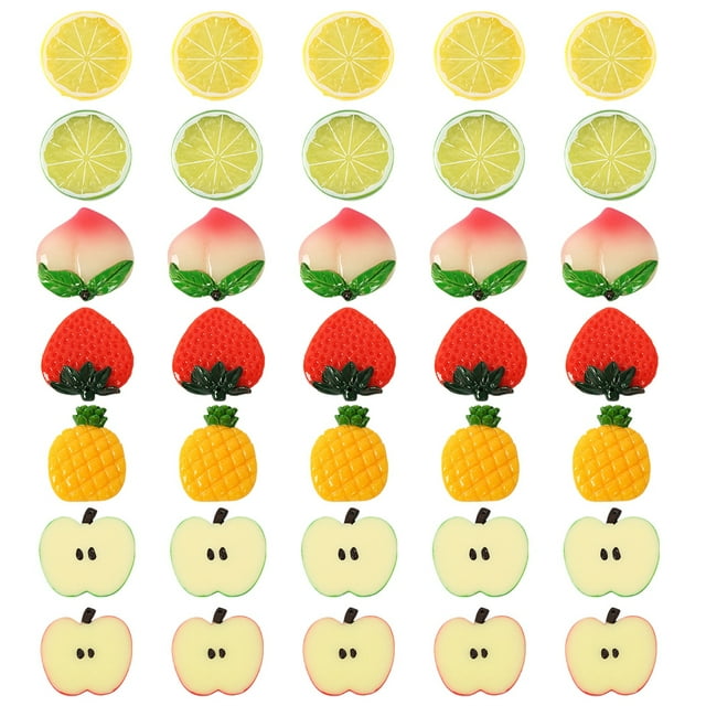 Coofit Artificial Fruit Slice Resin: 35PCS Lifelike Fake Fruits Lemon Slice Photo Prop
