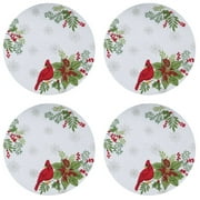 Winter Garden Cardinals Christmas Holiday Braided Kitchen Dining Placemats Set