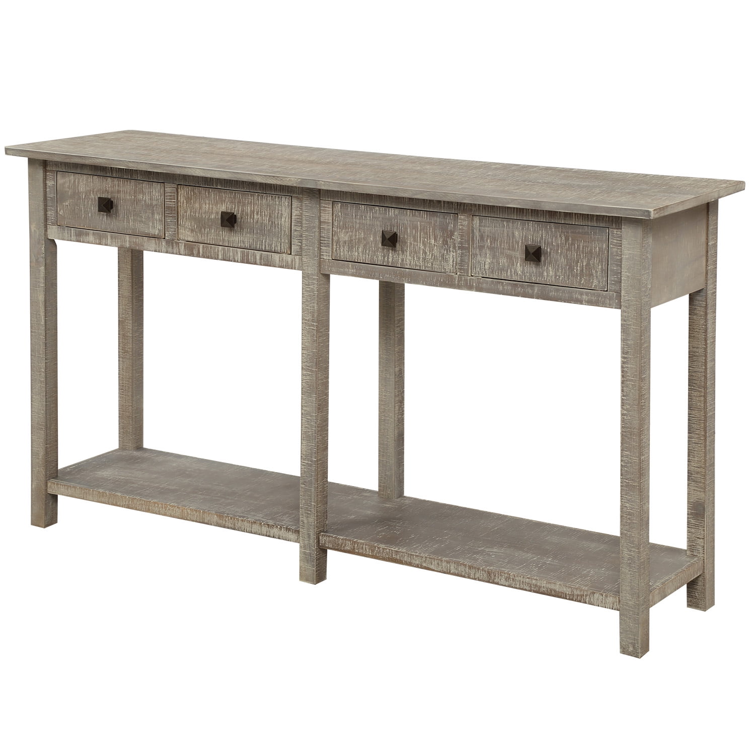 59'' x 15'' x 33'' Tall Console Table with 4 Storage Drawers, Tall