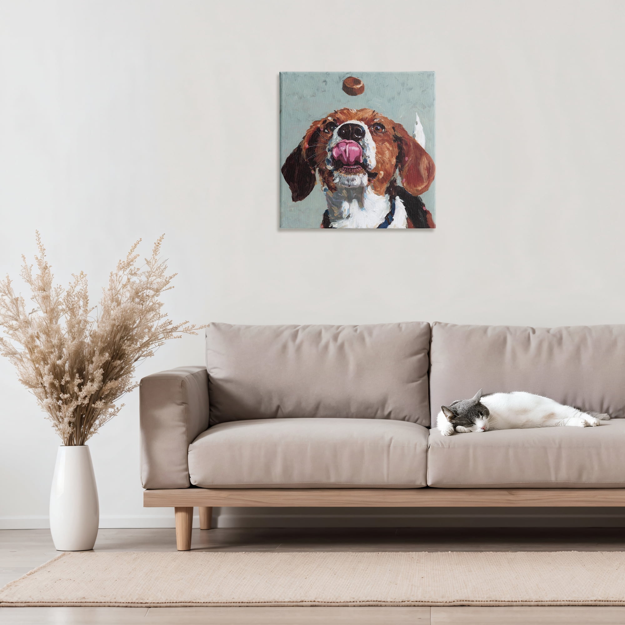 Stupell Industries Beagle Treat Excitement Canvas Wall Art, design by Studio Bautista