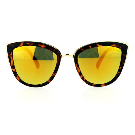 SA106 Women's Color Mirror Mirrored Lens Oversize Cat Eye Fashion Sunglasses, Orange