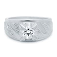 thumbnail image 3 of Men's Thick Rhodium Plated Brilliant Cut White CZ Solitaire Ring - Size 11, 3 of 7