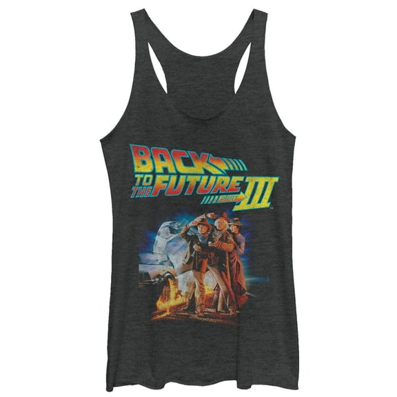 Women's Back to the Future Part 3 Character Pose Racerback Tank Top Black Heather X Small
