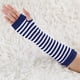 thumbnail image 2 of 1 par de guantes de punto sin dedos con estampado de rayas para mujer Blue White One Size, 2 of 6