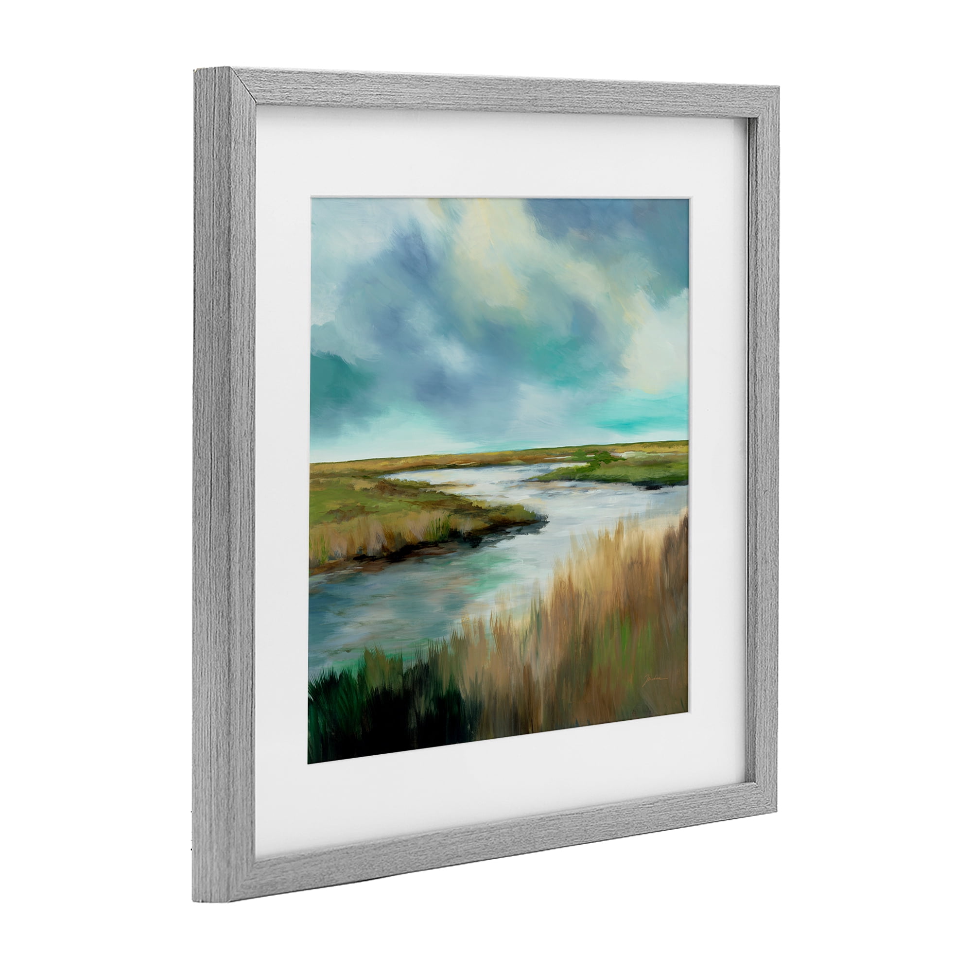 Stupell Industries Tranquil Meadow and Wetlands Gray Framed Print Under Glass, design by Liz Jardine