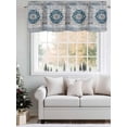 thumbnail image 5 of Vintage Boho Curtain Valances for Windows, Retro National Flower Textured Blue Kitchen Valance Window Treatment, Light Filtering Block Curtains for Bathroom/Bedroom/Living Room 42'' x 12'', 5 of 9