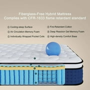 GREOO Twin Size 12 inch Hybrid Firm Gel Memory Foam Mattress with Reinforced Edge, Pocketed Springs, Pressure Relief, Mattress in a Box, Blue and White