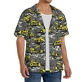 thumbnail image 2 of Rateoe Modern Yellow Excavator Pattern Men's Short Sleeve Classic Shirt, Casual Short-Sleeved Shirt, Lightweight Summer Shirt, Cuban Collar Shirt,Button-Front Shirt-3X-Large, 2 of 5