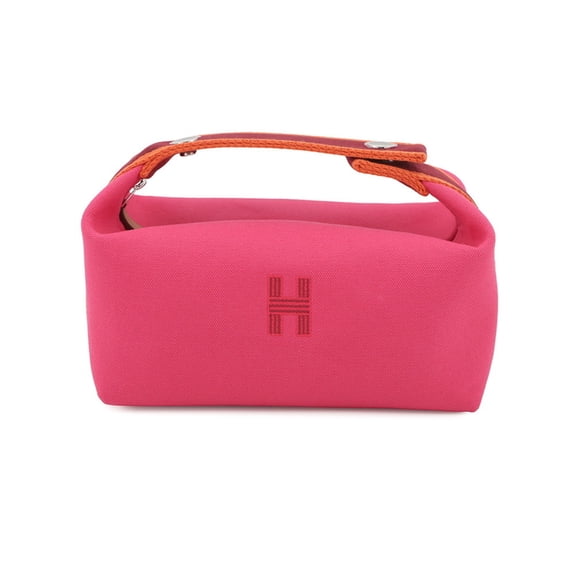 Pre-Owned Hermès Brides A Black PM Pouch Hibiscus/Canvas HERMES Bag