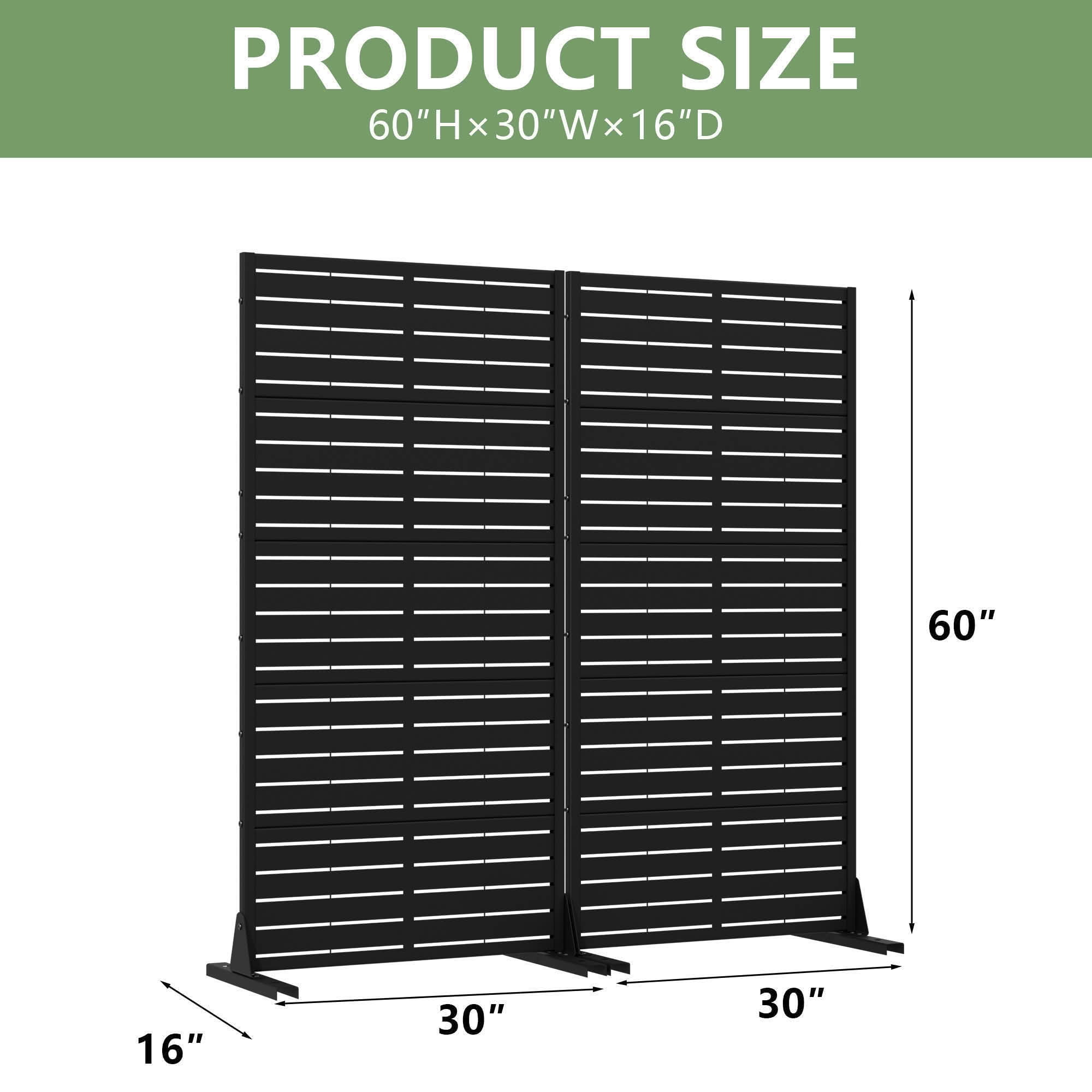 MAYEERTY 60x30 Black Double-sided Outdoor Natural Privacy Panel Screen, 5 Piece Set Natural Folding Divider for Backyard and Garden