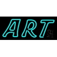 thumbnail image 1 of Turquoise Double Stroke Art LED Neon Sign 10 x 24 - inches, Clear Edge Cut Acrylic Backing, with Dimmer - Bright and Premium built indoor LED Neon Sign for art gallery, and exhibition., 1 of 7