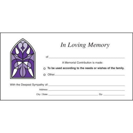 Memorial Contribution Envelopes with Stained Glass Design Package Of