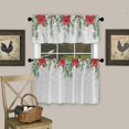 thumbnail image 3 of 3 Piece Curtains Tiers and Valances Set, Christmas Poinsettia Flower Pine Cones Eucalyptus Leaf Winter Snowflake Gray Rod Pocket Short Window Treatment Curtains Panel and Valance for Bathroom Kitchen, 3 of 6
