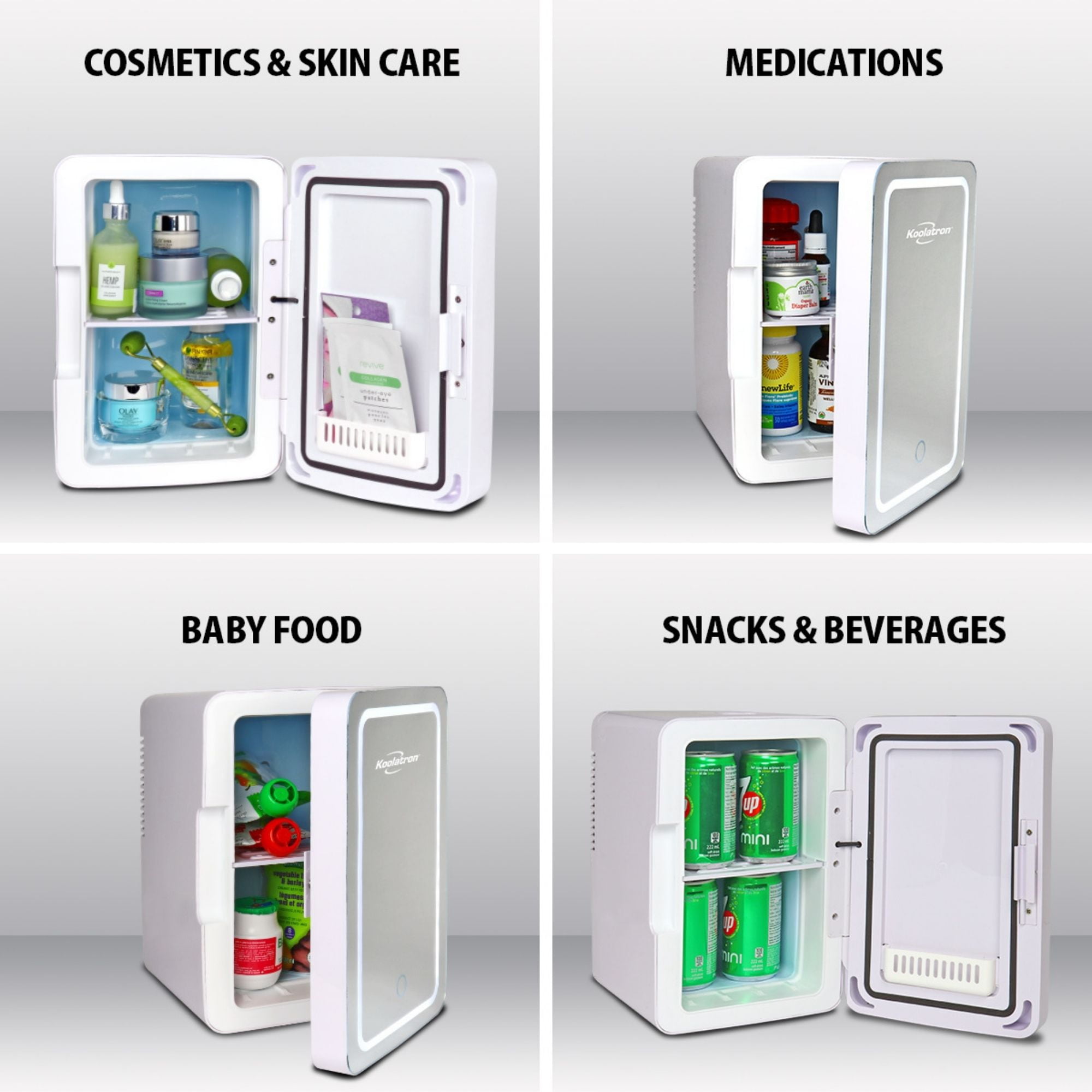 Koolatron Cosmetics Fridge W/ Led Lighted Makeup Mirror 12v 110v