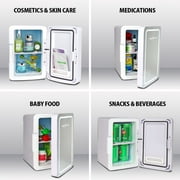 Koolatron Cosmetics Fridge w/ LED Lighted Makeup Mirror 12V 110V, 6L