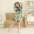thumbnail image 3 of FORMRS Niños Bathrobe Unisex Hooded Robe Soft Plush Pajamas Sleepwear, Size 2-3T, Art Field, 3 of 7