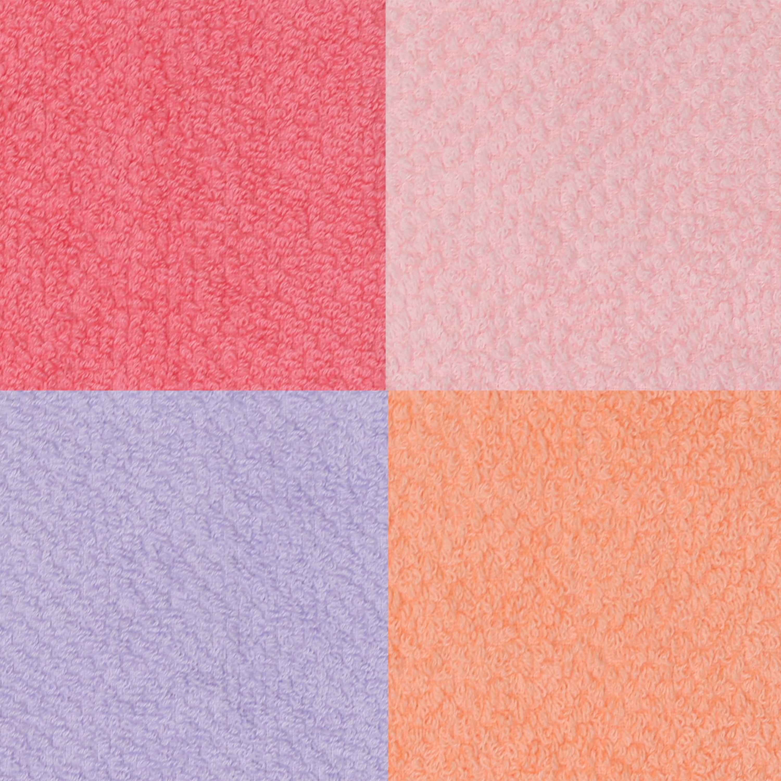 Your Zone Kids Washcloth Set, 8 Pack, Cotton Blend, Pink, Purple and Coral