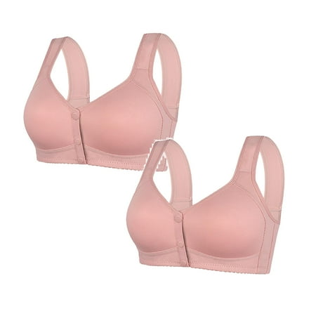Kcodviy 2 Pcs Womens No Steel Ring Thin Sports Bra Front Close Bra T Sports Bras Women Back Plus Size Seamless Push Up Bras Unlined Bra for Large Womens Bras Comfortable Padded Bust