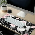 thumbnail image 6 of Floral Extended Gaming Mouse Pad Non-Slip Rubber Base Black Large Mousepad 35.4×15.7in with Stitched Edge Waterproof Pink Peony Flowers Pads Computer Black Desk Laptop Mats for Work Game/Office Home, 6 of 6