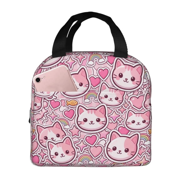 Cat Lunch Bag For Women Men Cute Cats Reusable Insulated Lunch Box Large Capacity Lunch Tote Bag For Work, Picnic Or Travel