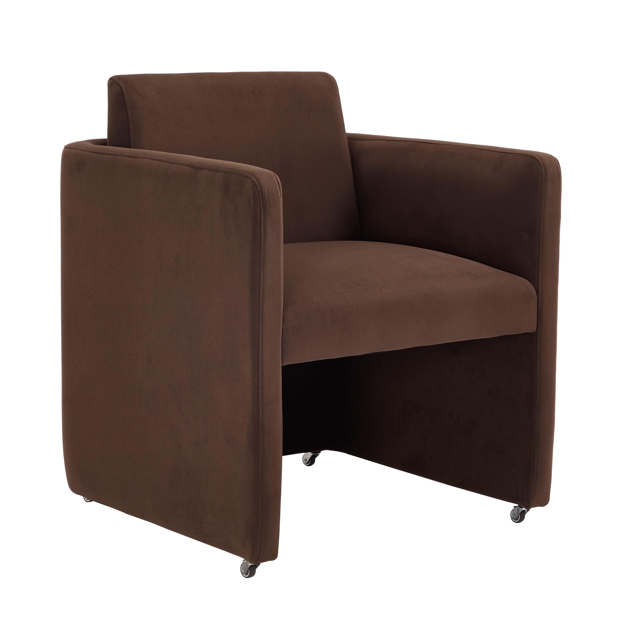 Barrel Dining Chair with Velvet Fabric and Arms, Upholstered Accent Chair and Side Seating for Living Room Home Office Reception, Velvet Chocolate