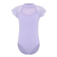 thumbnail image 2 of iixpin Kids Girls Floral Lace Sleeve Ballet Dance Unitard Gymnastics Leotard Sports Jumpsuit Bodysuit Dancewear Light Purple 13-14, 2 of 6