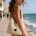 thumbnail image 4 of Woven Openwork Knitted Beach Handbag Sports Bag with Adjustable Shoulder and Underarm Strap for Large Item Carrying, 4 of 6