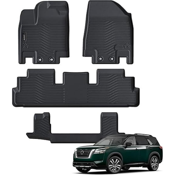 All Weather Floor Mats Fit for Pathfinder 7 Seat 2022 2023 2024 2025 TPE Rubber Liners Set Pathfinder Accessories All Season Guard Odorless Anti-Slip Floor Mats 3 Row