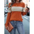 thumbnail image 4 of Women'S Sweaters Trendy Color Block Tops Long Sleeve Shirts Fall Outfits Early Fall Fashion Winter Clothing Orange L, 4 of 9