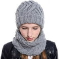 thumbnail image 3 of 2PCS Winter Beanie Hat Scarf Set Women Men Slouchy Scarf Warm Knitted Hat Skull Cap, 3 of 4