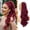 Burgundy Red, variant on Black Brown Wavy Drawstring Ponytail Extension - 20 Inch Drawstring Comb Clip in Ponytail Hair Extensions for Women,  Looking Synthetic Curly Wavy Pony Tails Hairpieces