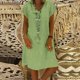 thumbnail image 1 of Vestido de mujer, vestido bohemio de verano suelto de manga corta con cuello en V Irfora Verde/Pequeña, 1 of 7