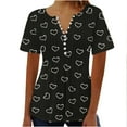 thumbnail image 1 of Blouses pour Femmes Imprimé Col en V Boutonné Haut Court, 1 of 1
