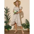 thumbnail image 3 of DARING DIVA Floral Midi Flutter Sleeves V Neck Design Dress S Apricot, 3 of 6