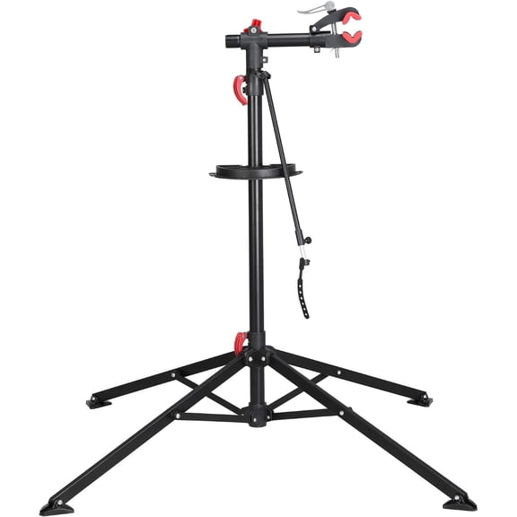 Adjustable Foldable Bike Repair Stand for Maintenance | Steel Bicycle Rack, Holds up to 66 lb, Folds Flat with Tool Tray