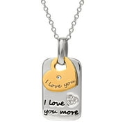 Connections from Hallmark Women's Stainless Steel "I Love You More" Dog Tag Pendant, 18" Chain