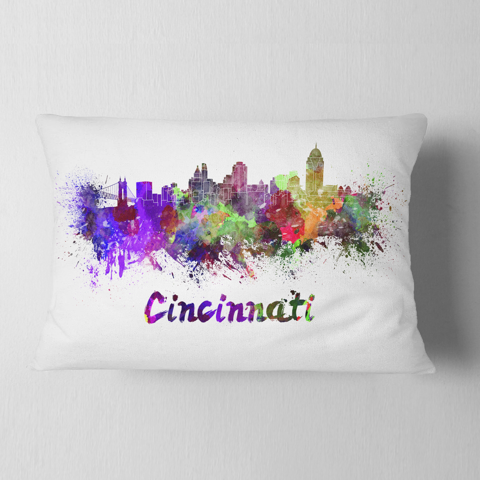 Designart Cincinnati Skyline - Cityscape Throw Pillow - 12x20