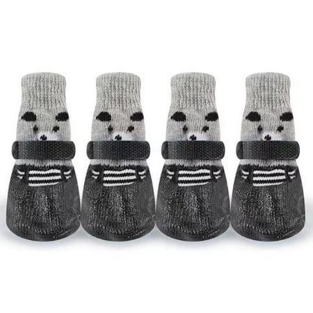 2 Sets Dog Cat Boots Shoes Socks Waterproof Dog Shoes Rain Snow Dog Booties Anti-Slip Dog Sock Shoes with Adjustable Drawstring for Middle Puppy
