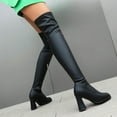 thumbnail image 6 of Black Thick Heel Over The Knee Long Boots Platform Women Casual Fall Winter Fashion Versatile Sweet Cool, 6 of 6