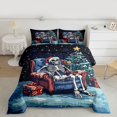 thumbnail image 2 of Homewish Gothic Skeleton Skull Queen Comforter Set, Mystic Christmas Eve Bedding Sets, Cartoon Xms Tree Reversible Bedding Comforter Set, Lightweight Room Decor, 3pcs, 2 of 8