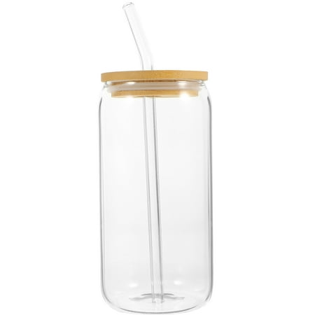 Clear Coffee Cups with Lids Mason 16oz Glass Straw Cola Drink Milk Tea Set Vasos Con Tapas Para Bebidas