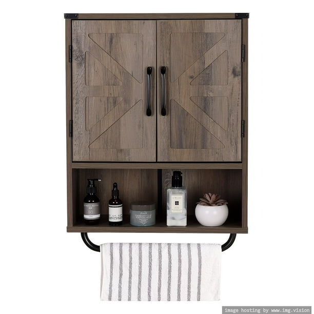 Rustown Farmhouse Wall Storage with Two Barn Door, Rustic
