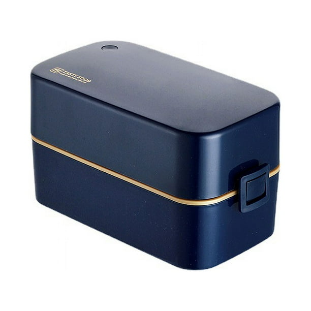 Caja Bento de 2 Niveles con Bolsa de Almuerzo - Cubiertos, Cajas Bento con Compartimentos Ajustables para Adultos y niños, lonchera portátil a Prueba de Fugas para el Trabajo y la Escuela