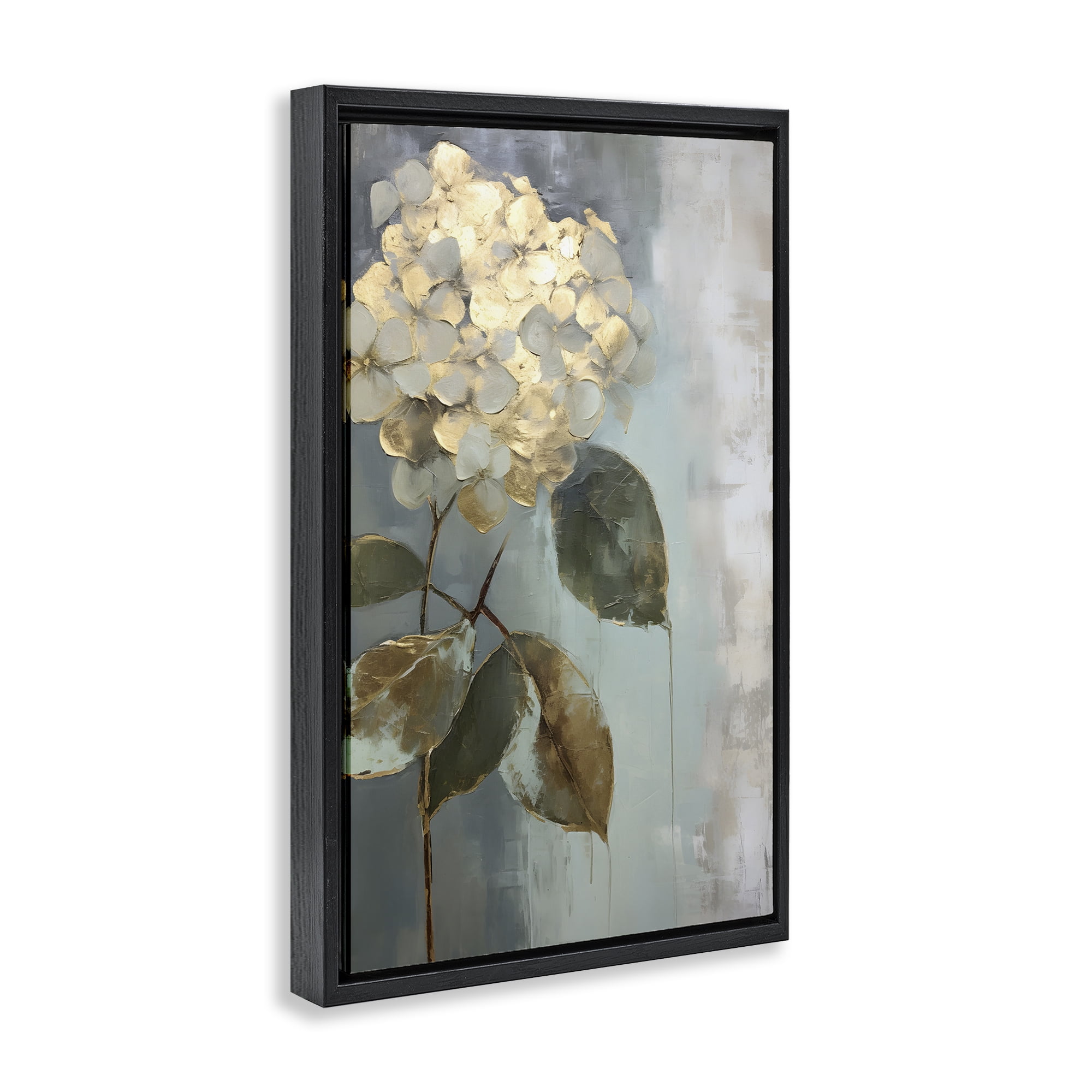 Stupell Industries Distressed Hydrangea Bloom Botanical & Floral Painting Black Floater Framed Art Print Wall Art, 17 x 25