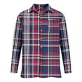 thumbnail image 3 of Maean Mens Big and Tall Button down Shirts Plaid Long Sleeve V Neck Loose Casual Business Tops with Pockets, 3 of 4